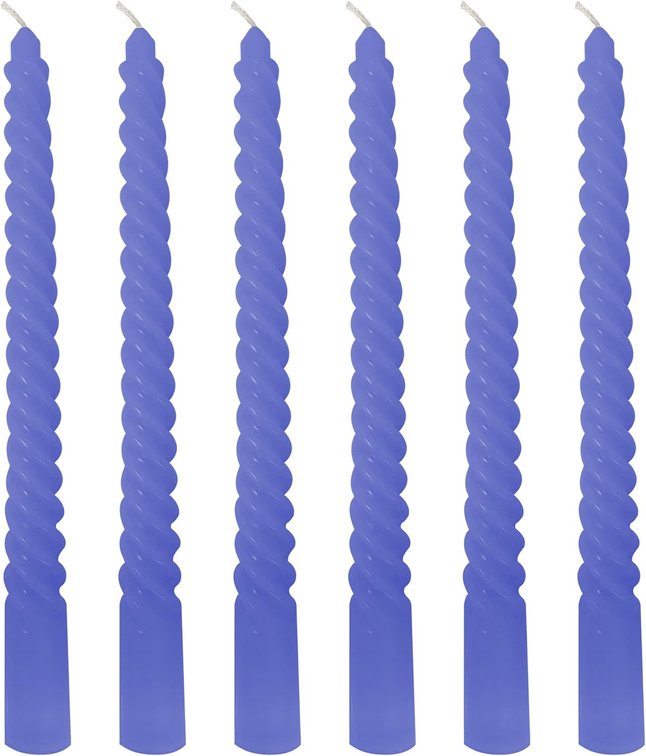 6 Pack 10 Inch Blue Taper Candles, Navy Spiral Taper Candles, Unscented Twisted Taper Candlesticks, Home Decor Kitchen Decor Wedding Decorations