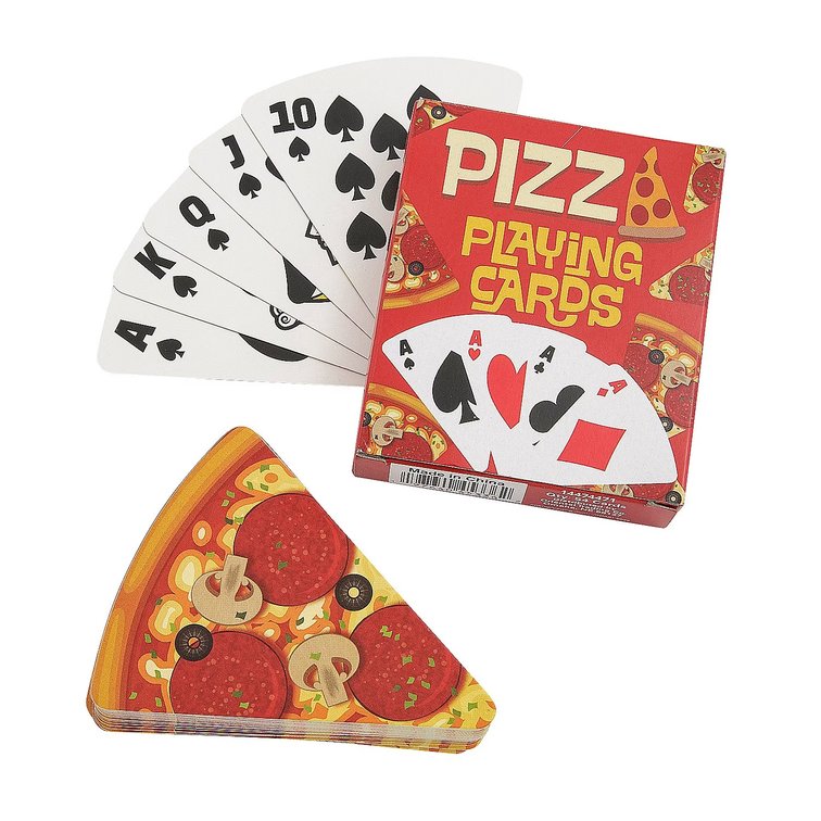 12 Sets Fun Express 2 3/4" x 3 1/4" Pizza-Styled Triangle Playing Cards - 12 Pieces