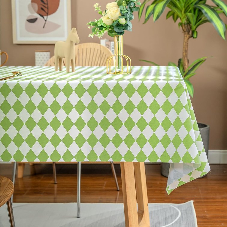Rectangle Table Cloth, Vinyl Tablecloth, 54" x 120", Light Green