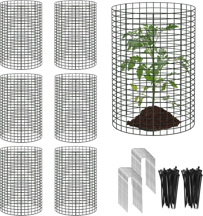 6 Pack 18' x 12' Large Wire Plant Protector from Animals, 18 Pcs Metal Plant Cage Chicken Wire Cloche with Ground Stakes and Nylon Tie to Keep Animals Out, Garden Protection Bunny Barricade