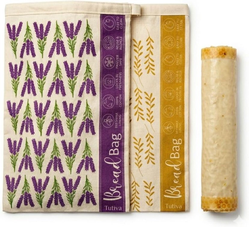 Beeswax Bread Bag for Homemade Bread (Set of 2)   Premium Sourdough Bread Bags & Loaf Storage   Eco-Friendly, Reusable, Washable & Freezer Safe   Ultimate Sourdough Bread Baking Supplies