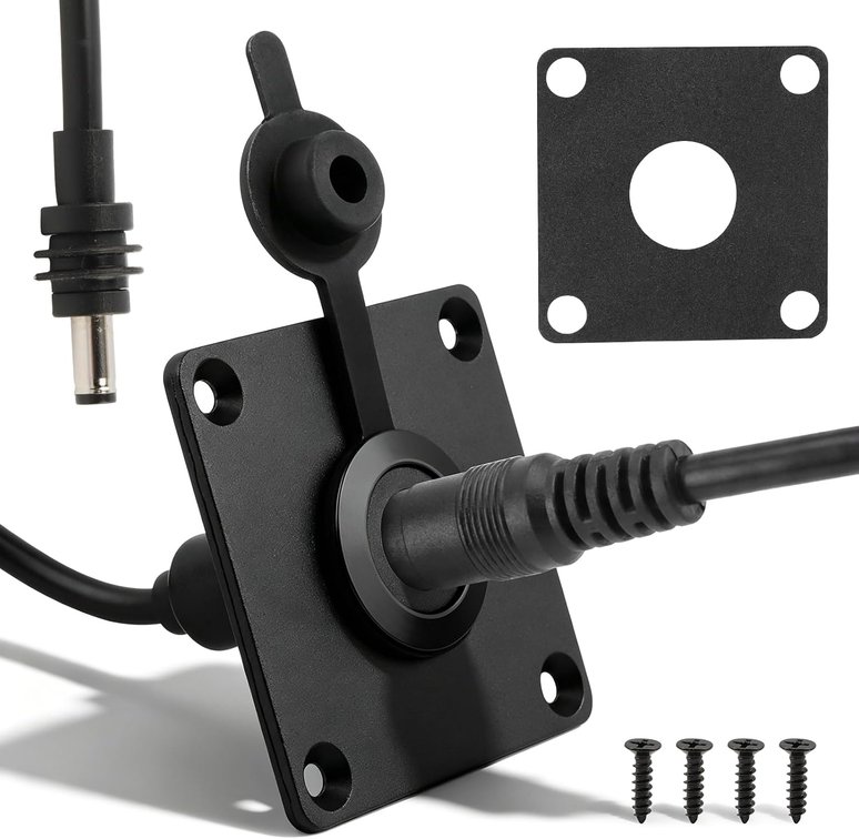 Aluminum Waterproof Wall Socket Passthrough Compatible with Starlink Mini, DC 5.5 x 2.1 Female Bulkhead Power Port, Perfect for RV Campervan, Caravan, Motorhome, Battery Box