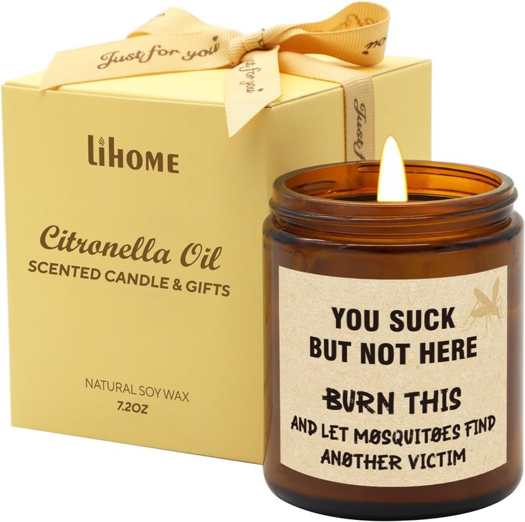 Citronella Candle for Indoor or Outdoor Use   Funny Citronella Candle for Patio, Camping & Gifts, Natural Soy Wax (7.2oz)