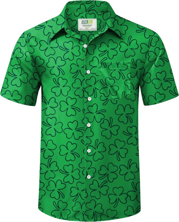 Size XL Arvilhill Men's St Patricks Day Printed Button Up Shirt