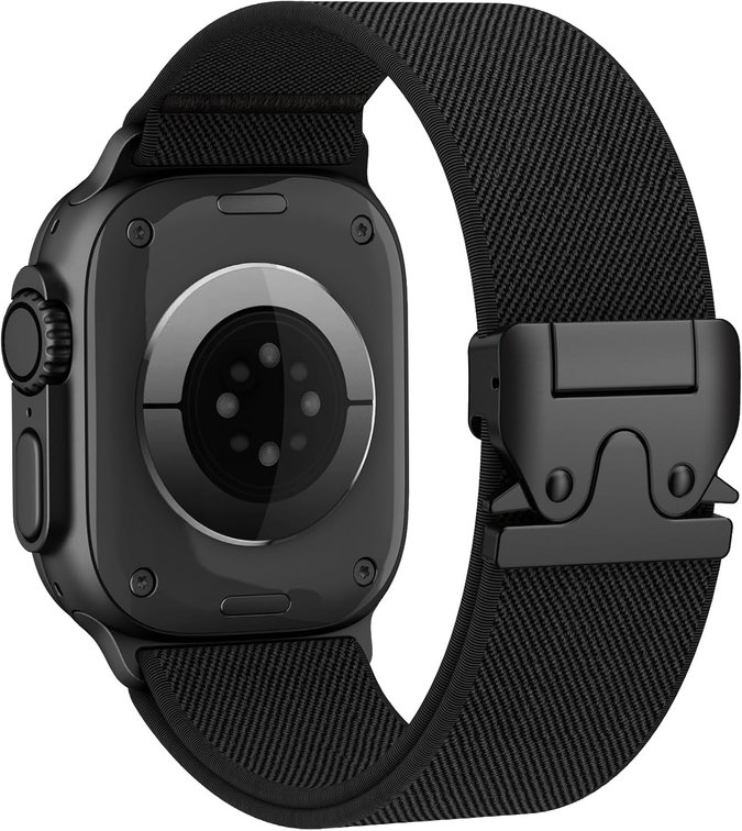 Elastic Sport Band for Apple Watch Ultra 4/3/2 Band 49mm 46mm 45mm 44mm 42mm 41mm 40mm Men, Adjustable Parachute Buckle Nylon Fabric Wristband for iWatch Series 12 11 10 SE 9 8 7 6 5 4 3