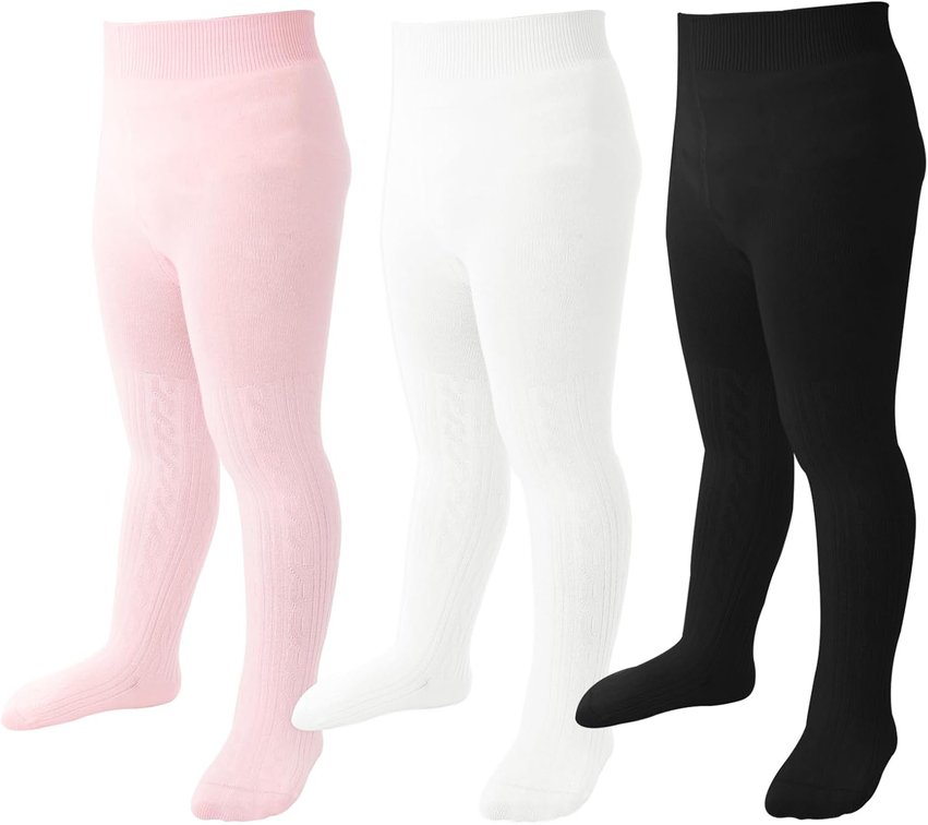 Size Medium Toddler Cable Knit Leggings Seamless Cotton Stockings Pantyhose
