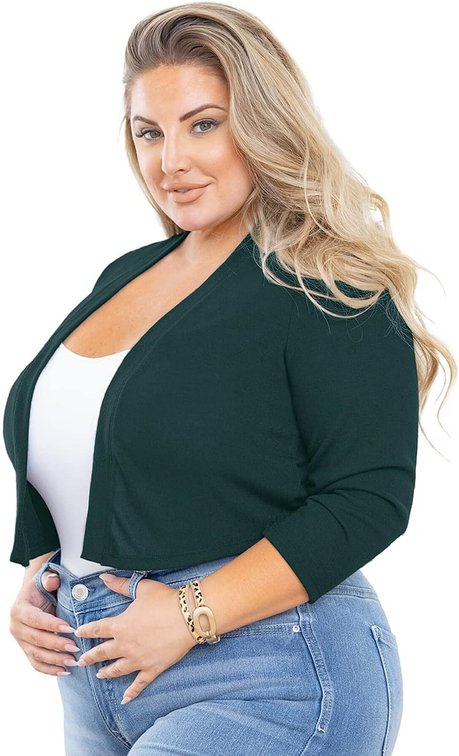 Size 5X Women's Plus Size Shrug 3/4 Sleeve Lightweight Open Front Knit Cropped Bolero Cardigan Sweater 1X-5X