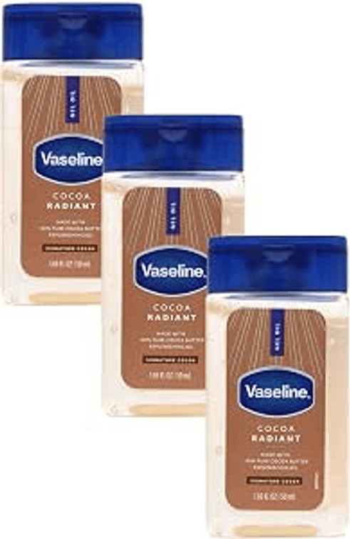 Vaseline Cocoa Radiant Replenishing Oil Gel with Pure Cocoa Butter, Travel Size, 1.69 fl oz, 3 Pack