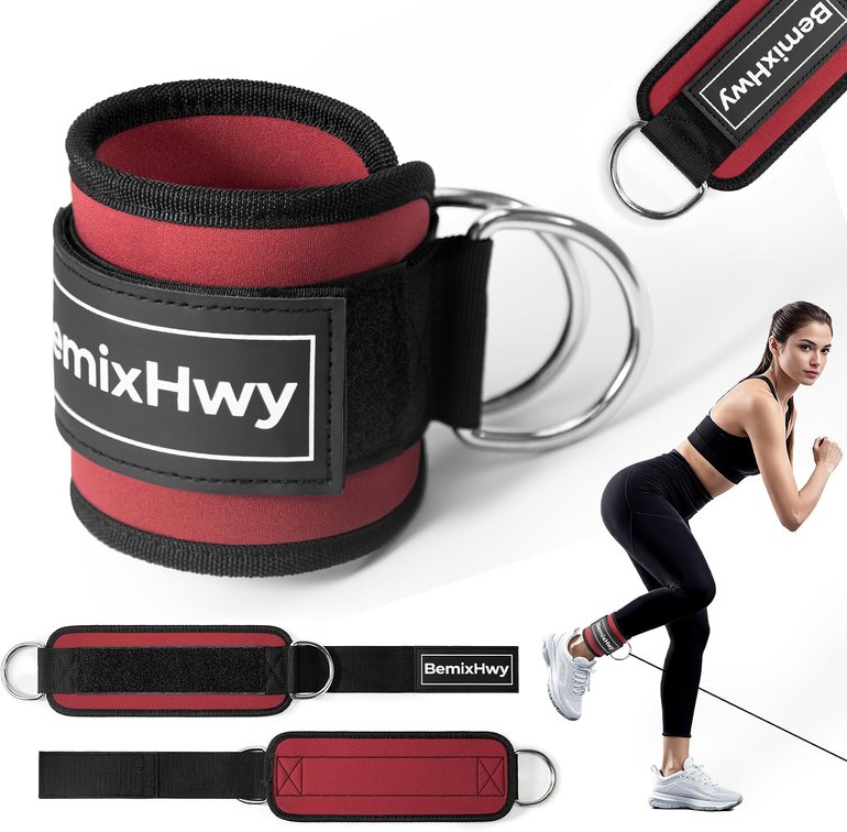 2pk Fitness Ankle Straps for Cable Machine, Premium Neoprene Padded Adjustable Ankle Cuffs, Home Gym Cable Attachment for Glute Kickbacks, Booty Workouts, Leg & Hip Exercises