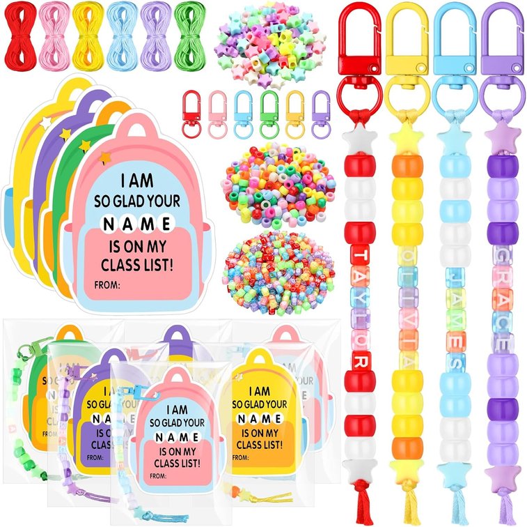 Suncalla 984 Pcs 24 Set Back to School Keychain Making Kit DIY Bead Craft