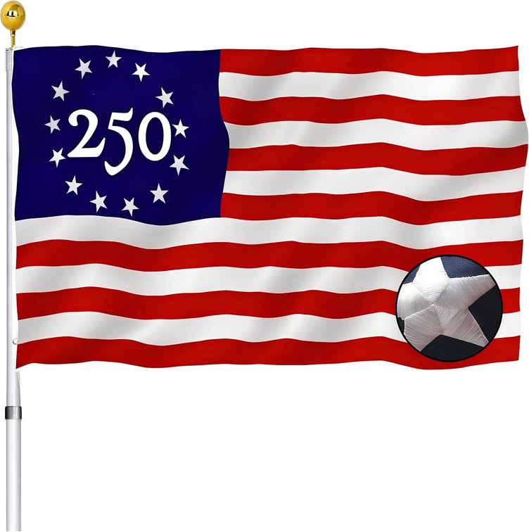 Embroidered 250 Betsy Ross Anniversary USA Flags 3x5 Outdoor- Patriotic Commemorative 1776 2026 American Flag Heavy Duty Nylon Sewn Stripe for 250th Birthday Decoration