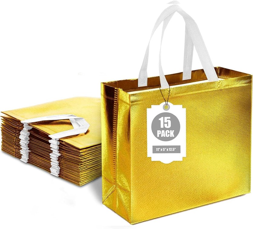 THEY ARE ROSE GOLD NOT GOLD - VGOODALL 15PCS Gift Bags with Handles, 12.6 X 5 X 11 inches