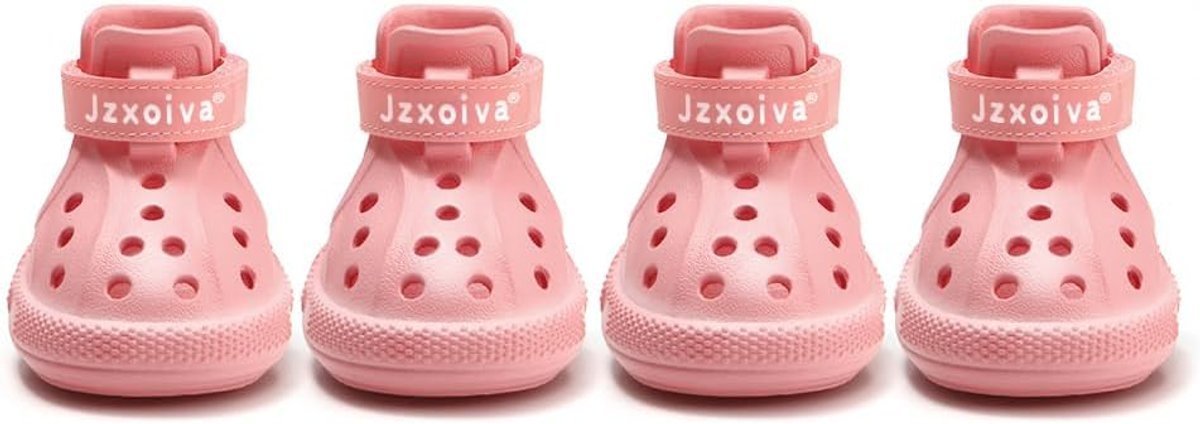 Size 6 Dog Shoes for Hot Pavement, Dog Booties for Medium Dogs, Breathable Dog Boots & Paw Protectors, Adjustable Non-Slip Rain Booties, Waterproof Pets Sandals for Beach Pink Size 6