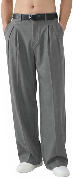 BLACK NOT GRAY Size Medium Mens Casual Dress Pants Old Money Pleated Baggy Wide Leg Vintage Relaxed Fit Slacks All-Season Work Office Trousers