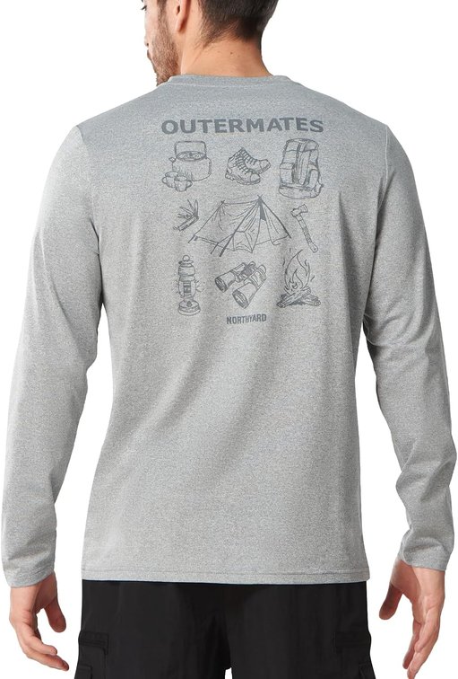 Size 2XL NORTHYARD Men's Hiking Graphic Shirts Long Sleeve UPF 50+ Fishing T-Shirt