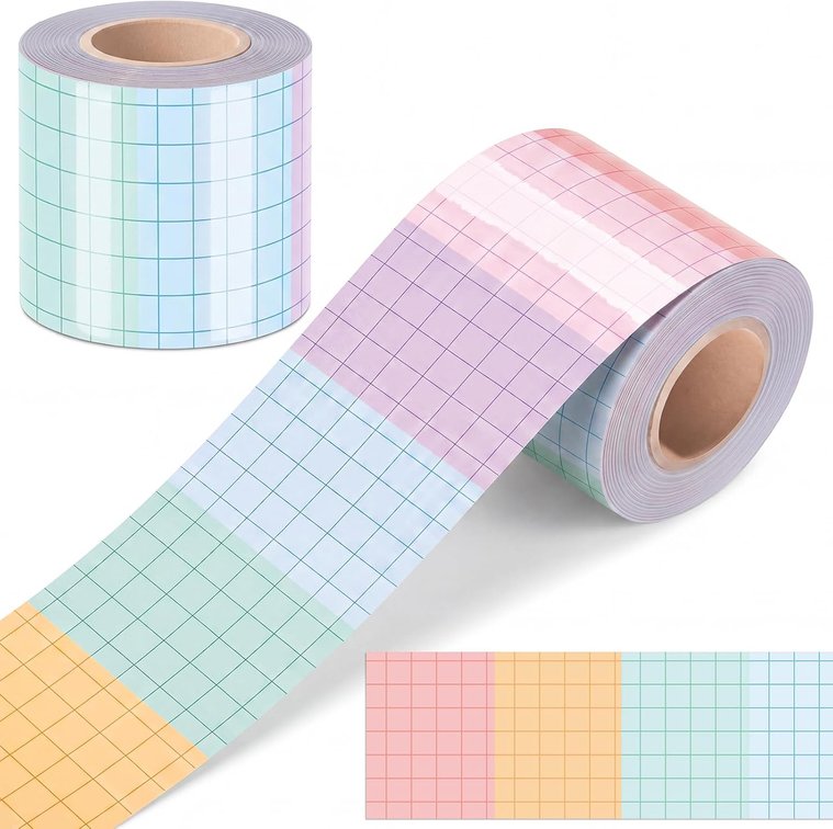 Fuutreo 65.6 ft Pastel Grid Bulletin Board Borders