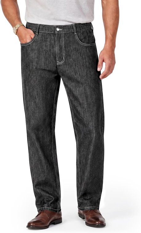 Size 30 Waist Mens Linen Blend Jeans Elastic Waist Relaxed Fit Lightweight Pants
