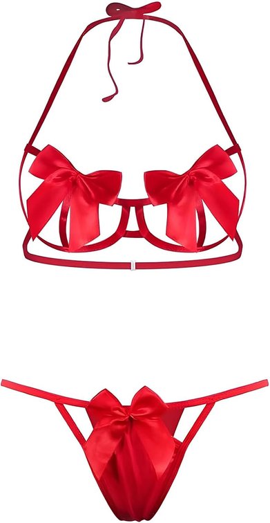 Size 2-8 Sexy Womens Lingerie Sets, Bow Christmas Lingerie Valentines for Women Sexy