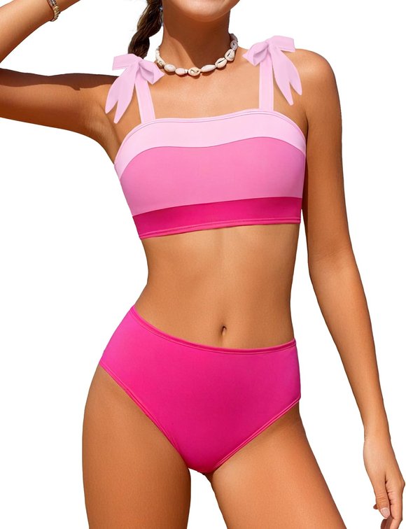 Size 13/14 Yrs Girls Swimsuit Solid Color Block Adjustable Straps Teen Girl Bikini Set Kids Bathing Suits for Girls Size