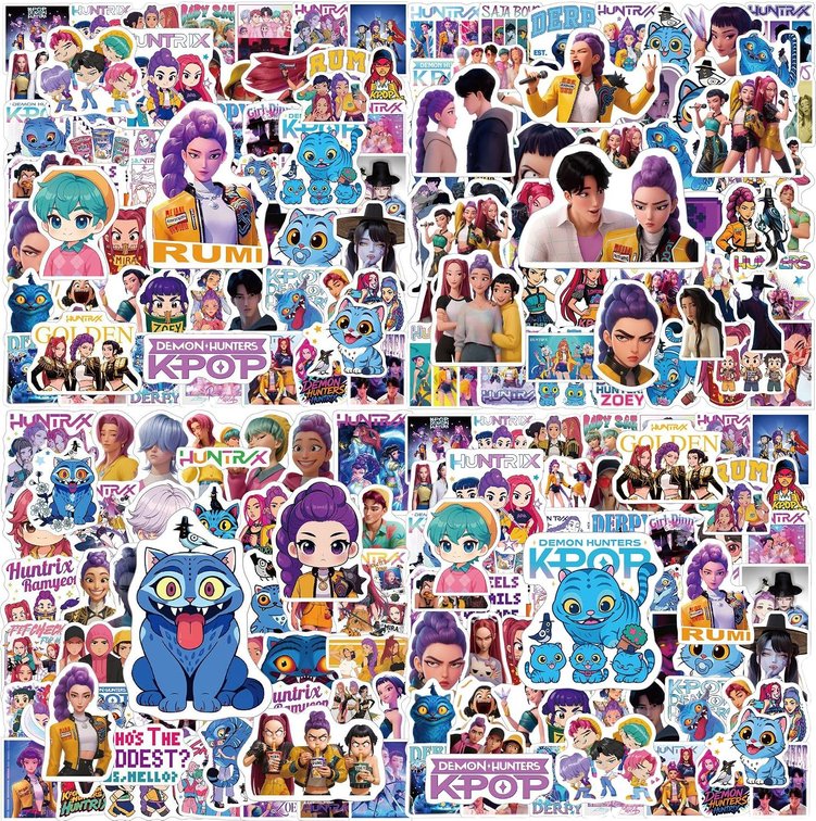 300Pack K Pop Demon Stickers Hunter, Cute Kawaii Girl Group Decal Pack for Laptop, Phone, Water Bottle - Aesthetic Stickers for Journal, Tablet, Skateboard