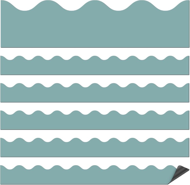 Mooliwe 24 Pcs Scalloped Magnetic Borders, Classroom Trim,Calming Blue