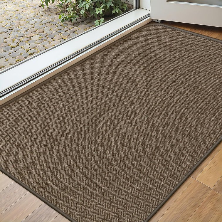 Ultra Thin Door Mat Indoor Entrance 17"x29", Welcome Mat, Brown