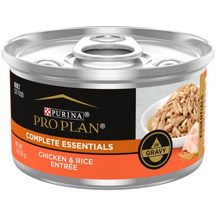 24pk Purina Pro Plan High Protein Cat Food Wet Gravy, Chicken and Rice Entree, 3 oz. Pull-Top Can