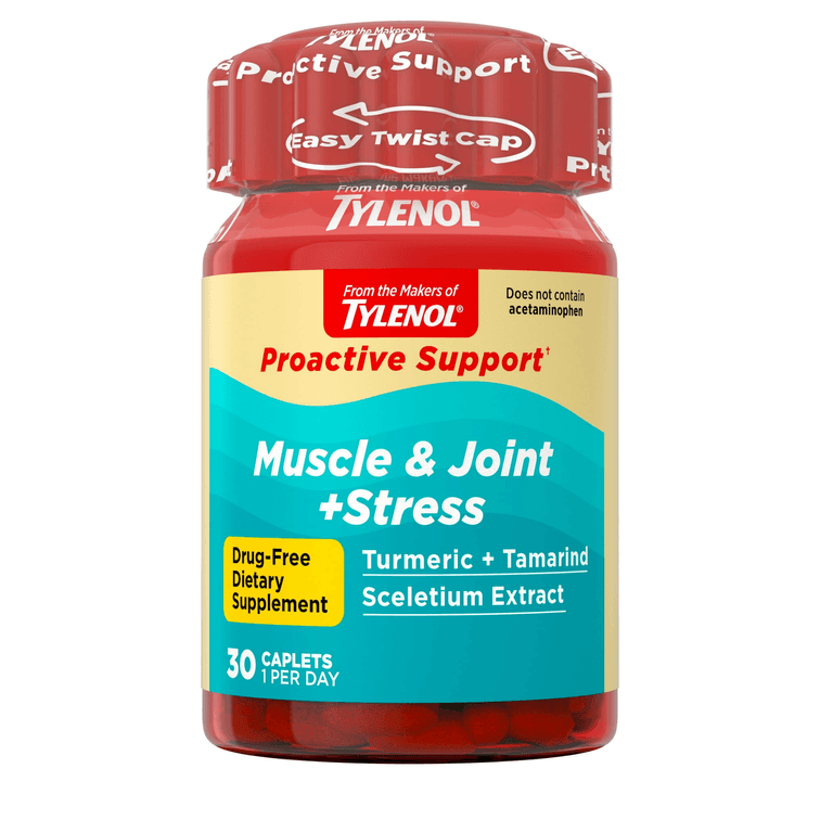 SET OF 2 Tylenol Proactive Support* Muscle & Joint Supplements + Stress, 30 Count