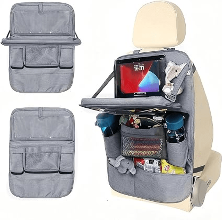 Backseat Car Organizer with Tray, 9 Storage Pockets