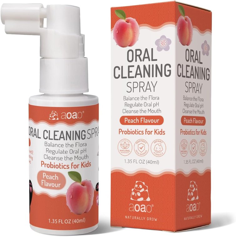 Kids Oral Spray, Toddler Toothpaste Helper, 40ml/1.35fl.oz (Peach_1P)