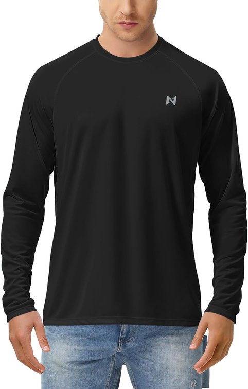 GREEN NOT BLACK Size Large Sun Protection Shirts for Men, UPF 50+ Long Sleeve, UV Quick Dry Rash Guard Swim Shirt for Fishing Hiking Running
