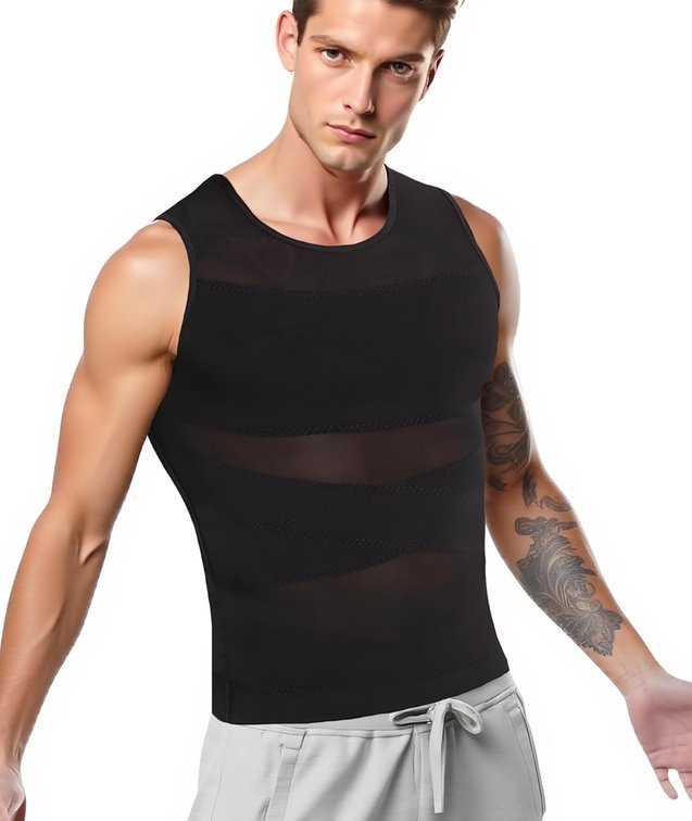 Size XL Men's Compression Shirts Body Shaper Tank Top Sleeveless Shapewear Slimming Undershirt Tummy Control Vest
