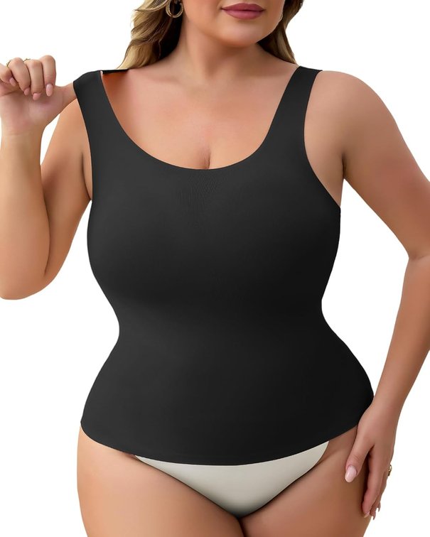 Size 3XL Tummy Control Shapewear for Women No Show Slimming Tank Top Seamless Camisole Tops Soft Cami Shapewear for Women