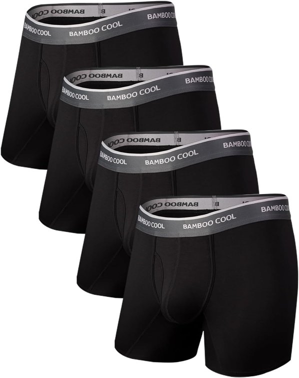 Size 3XL BAMBOO COOL Men's Underwear Boxer Briefs Soft Breathable Underwear (4 or 7 Pack)
