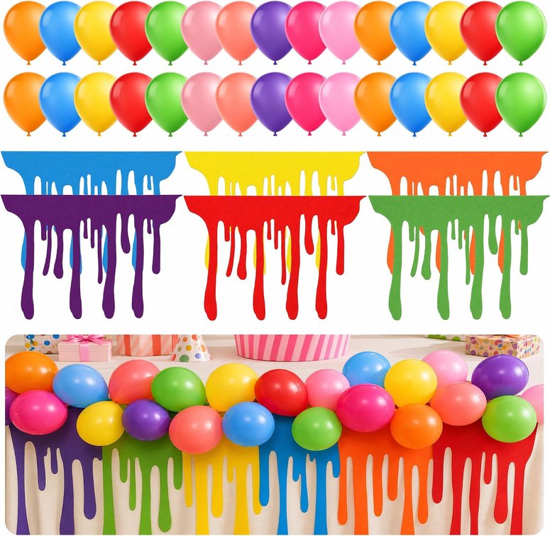 36 Pcs Colorful Art Themed Party Table Skirt Kit, Back to School Decoration
