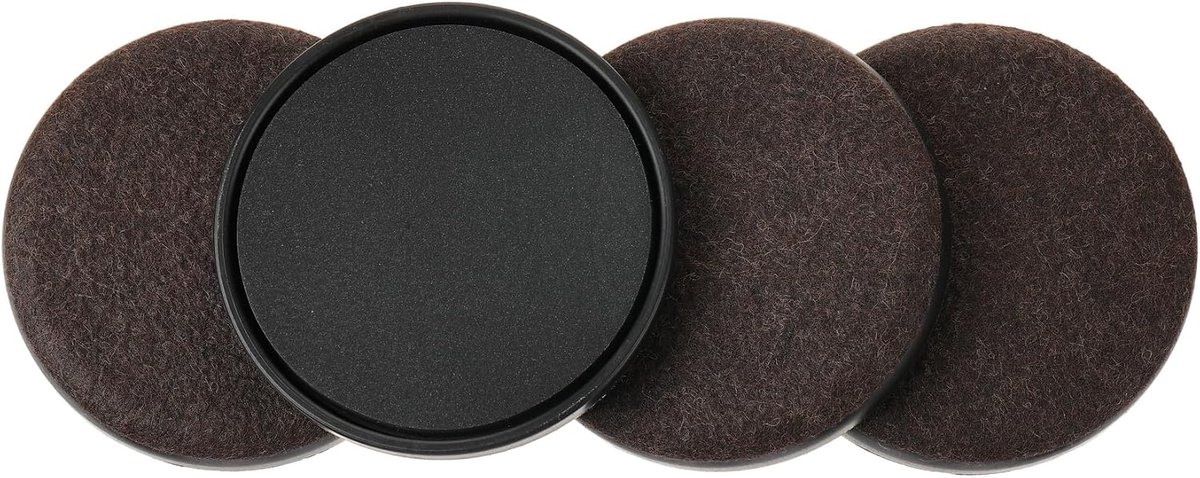 Felt Furniture Sliders for Hardwood Floors - Furnigear 4 PCS 3  " Furniture Moving Pads Sliders   Heavy Duty Felt Sliders Chair Leg Floor Protectors - Move Your Furniture Easily & Safety (Brown+Black)