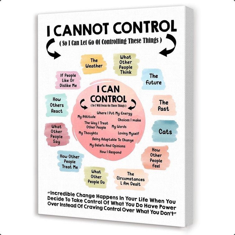Gwisml I Can Control Inspirational Mental Health Canvas Wall Art,Growth Mindset Psychology Art Print Painting Artwork for Home School Counselor Office Therapy Office Wall Decor