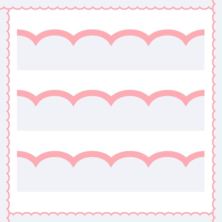 Leinuosen 50.5 ft Pink Scalloped Bulletin Board Borders Wave Line