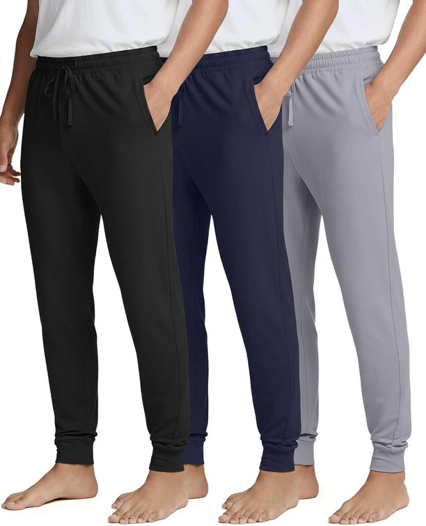 Size XXL 3 Pack Mens Pajama Pants Joggers Lounge Sweatpants Sleep Bottoms Cuffed PJs