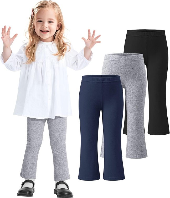 Size 18-24M 3 Pack Baby Girls Flare Leggings Toddler Bell Bottoms Pants Infant Girl Soft Cotton Clothes Size
