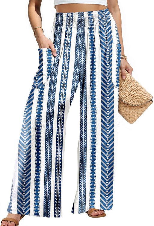 size medium - TARSE Women Linen Palazzo Pants Wide Leg Summer Boho High Waist Casual Lounge Pant Beach Travel Vacation Outfits