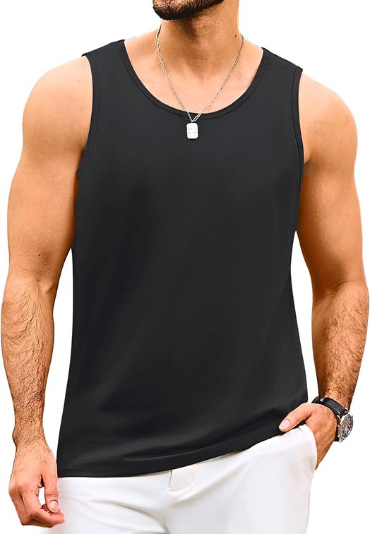 Size Large Mens Tank Top UPF50+ Sleeveless Shirts Muscle Gym Workout Shirts