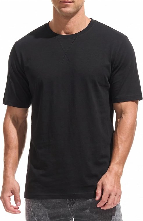 Size Large Men's 100% Cotton T-Shirt Solid Color Crewneck Tee for Everyday Wear Pre-Shrunk Casual Basic Top