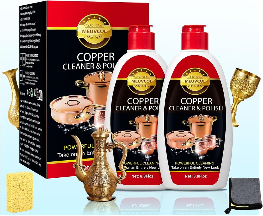 Meuvcol Copper & Brass Cleaner and Polish   17.6 Oz Gentle Copper Polishing Cream for Pots, Pans, Sinks, Cups, Antiques   Restores Shine, Gentle Removes Tarnish & Stains   Non-Scratch, Easy to Use