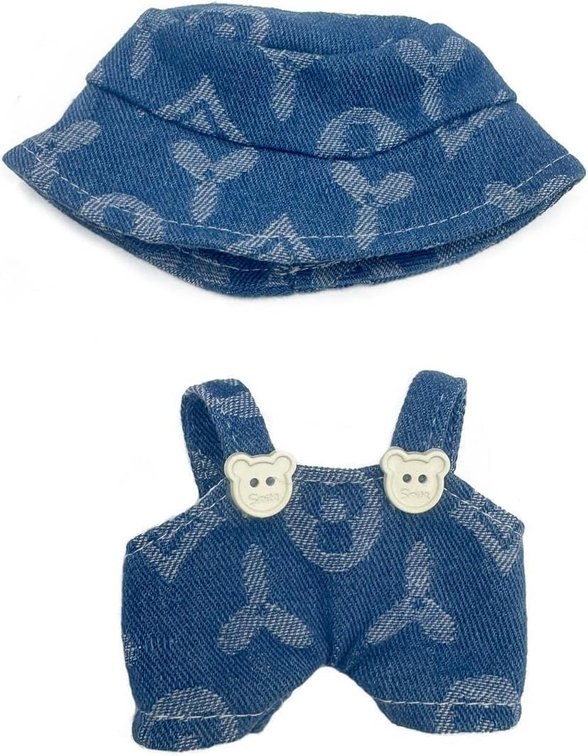 SET OF 4 Labua Clothes for Doll (NO Doll), Hat & Overalls Set for 17cm Accessories Suit, Cute Clothes for Dress up Unique Style(Style J)