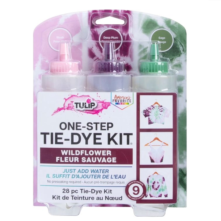 Tulip One-Step Tie-Dye Kit Wildflower - Botanical Fabric Dye Set in Blush Pink, Dark Plum & Sage Green