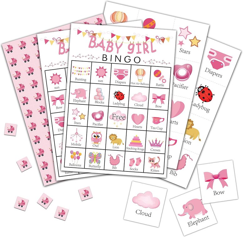 Blush Pink Gender Reveal Game for 24 Players, Gender Reveal Party Games for Family Friends Activities, Holiday Party Favors Supplies Decorations(02)