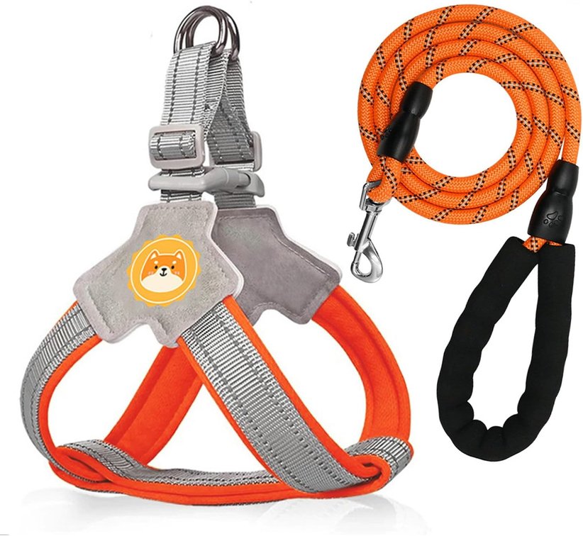 Size large No Pull Dog Harness with Breathable Mesh Padding, Reflective Strips, Escape Proof Design, Quick Adjust Fit for Training & Walking Small, Medium, and Large Dogs (Orange, L)