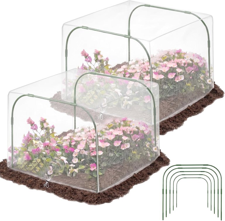 Woanger 2 Pack Garden Netting for Raised Beds Rectangular Pest Barrier with Hoops for Garden Protection Plant Mesh Netting with Drawstring Plants Vegetables Fruits Flowers(for 40x40x20 in)