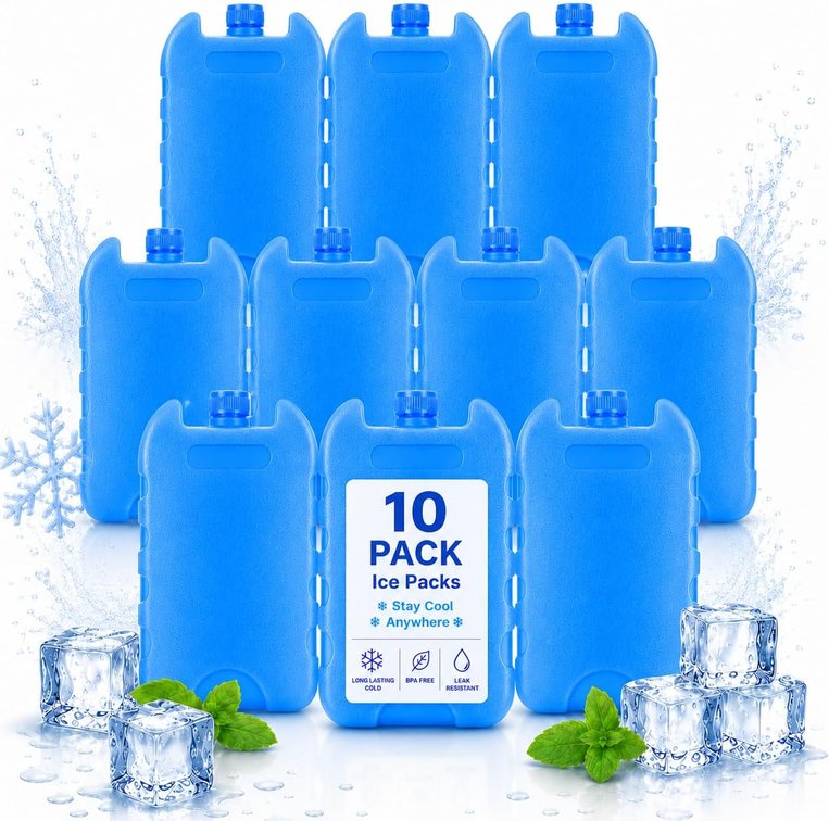 Ciieeo 10 Pack Reusable Ice Packs for Cooler Bags and Lunch Boxes